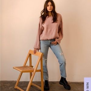 Lulus Serious Upgrade Blush Pink Satin Sweatshirt
